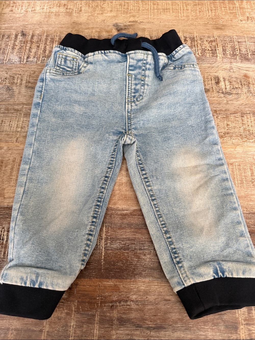 Light Blue Jogger Jeans for Men - Elastic Waist & Cuffed Ankles